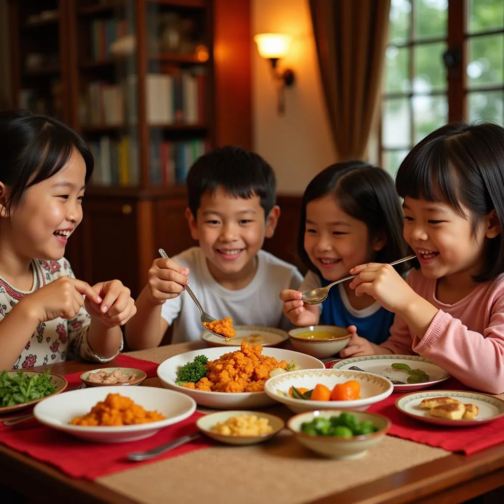 Enjoying Canh Khổ Qua during a Tet Family Meal