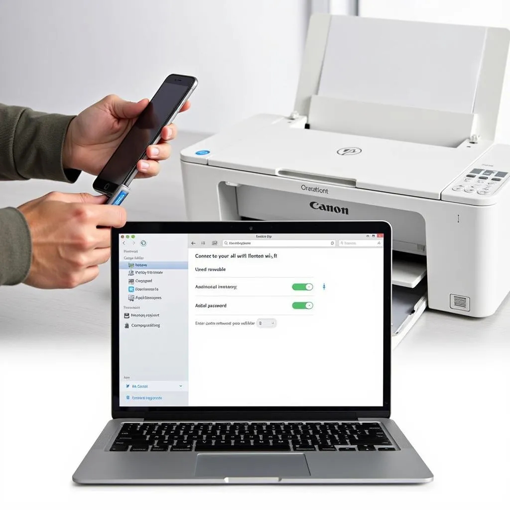 Connecting the Canon LBP151dw printer to a Wi-Fi network using a laptop