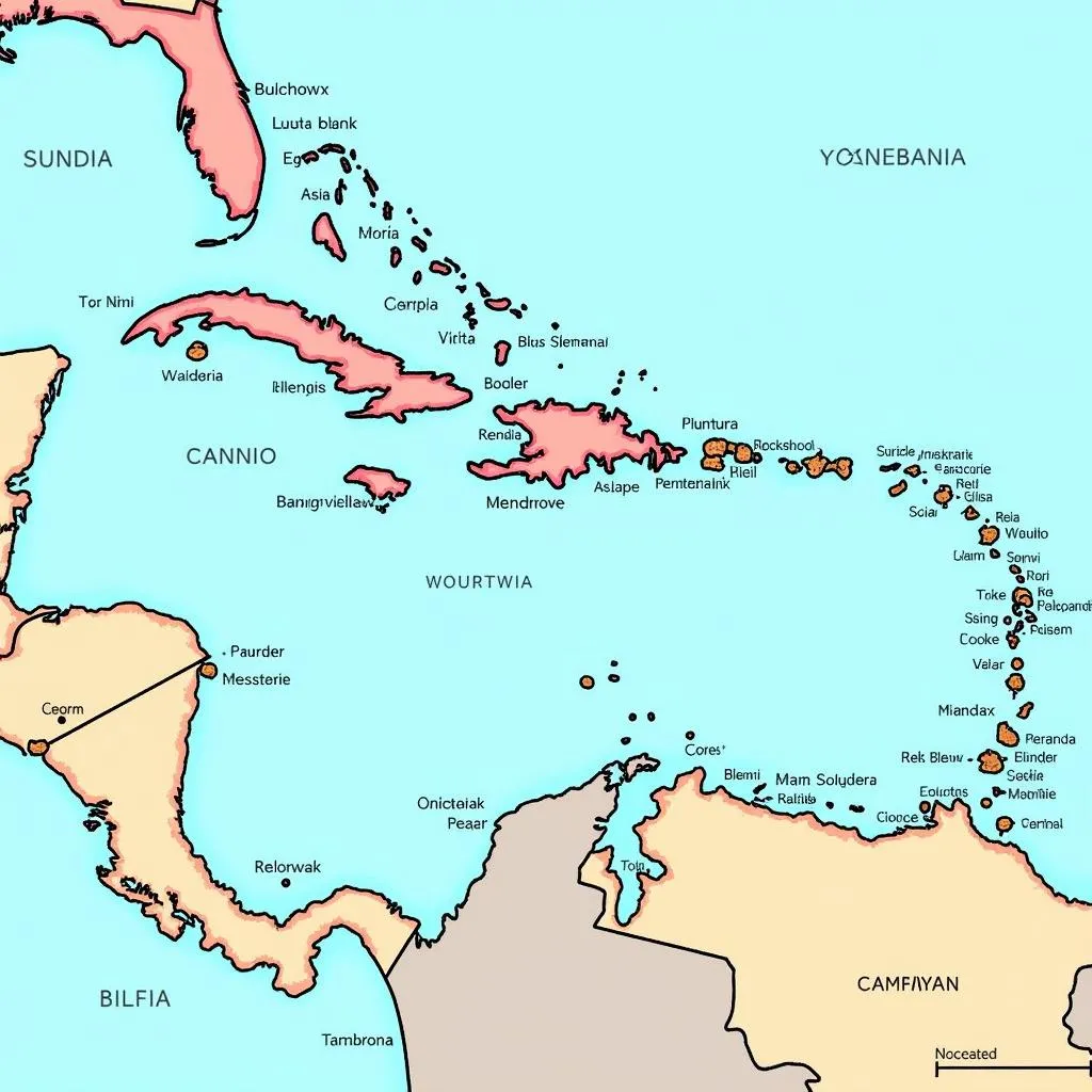 Caribbean islands map