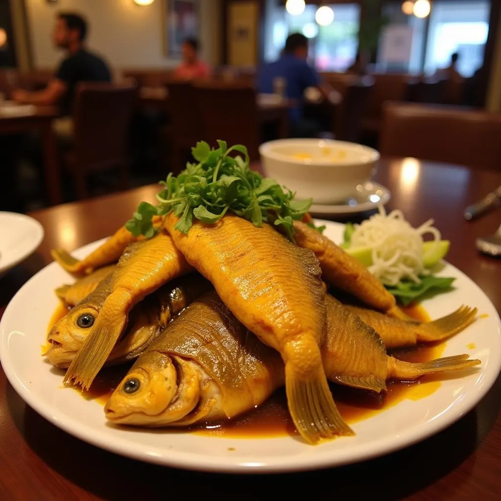 Cha Ca La Vong, a famous turmeric fish dish in Hanoi, Vietnam