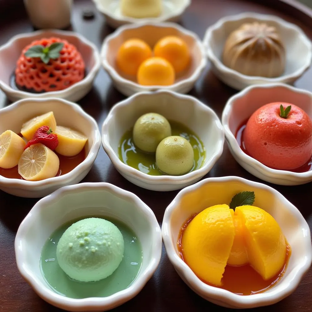 An assortment of Chè in small bowls