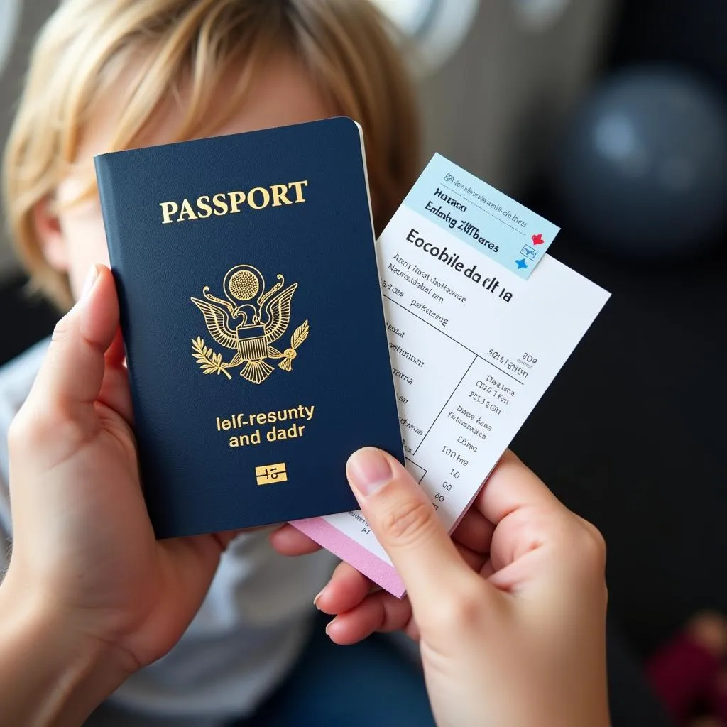 Child Holding Passport and Ticket