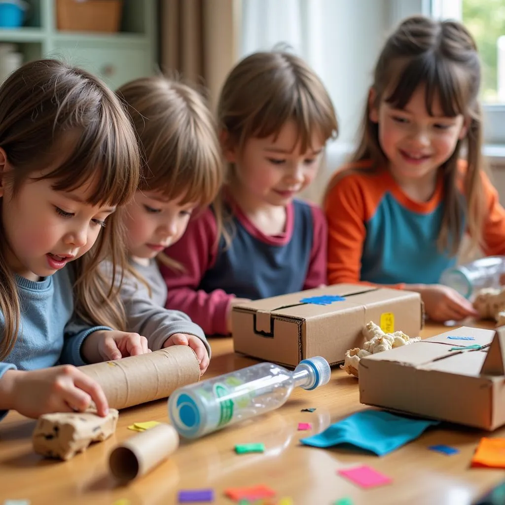 Children Playing with DIY Toys