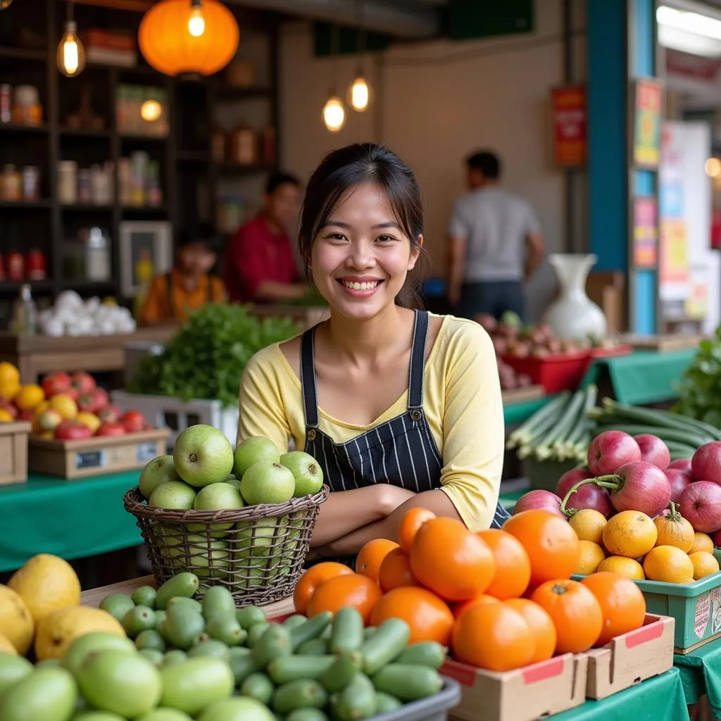 Local vendors at Cho Buoi Market