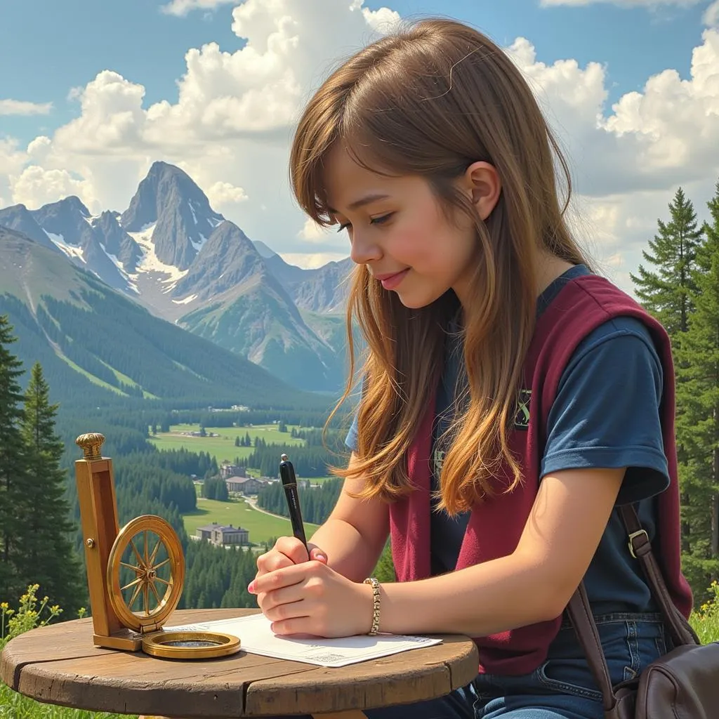 Student using a compass to choose a university major