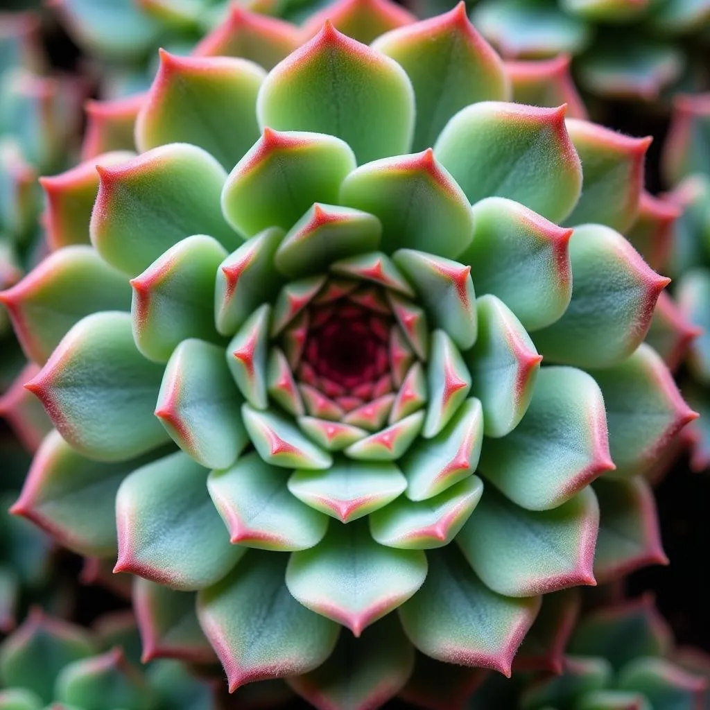 Close-up of an echeveria rosette