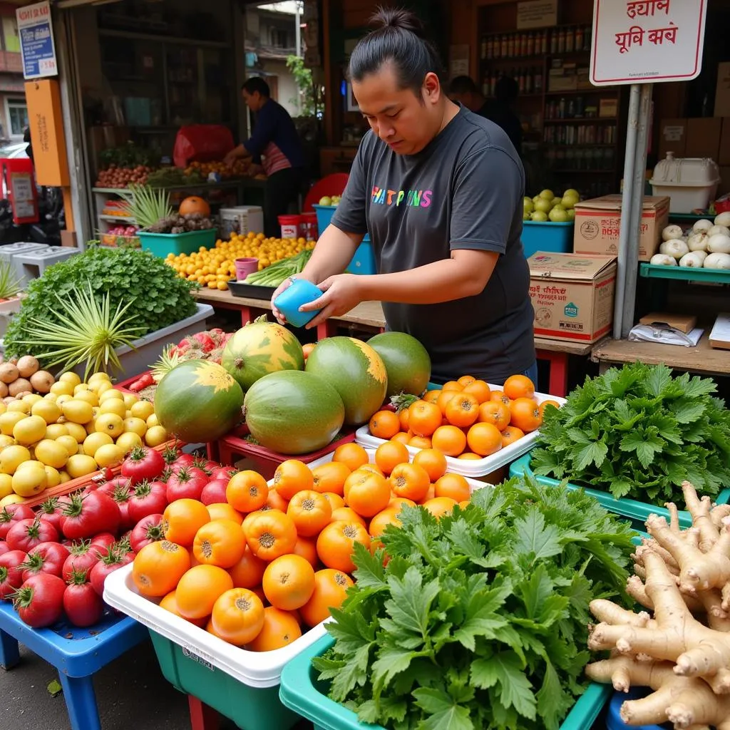 Colorful Fresh Produce at a Hanoi Market