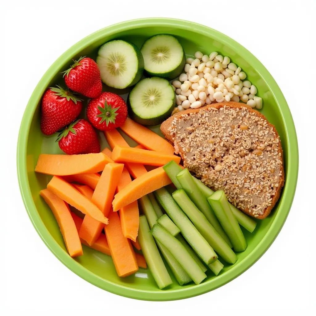 Plate of healthy food for kids