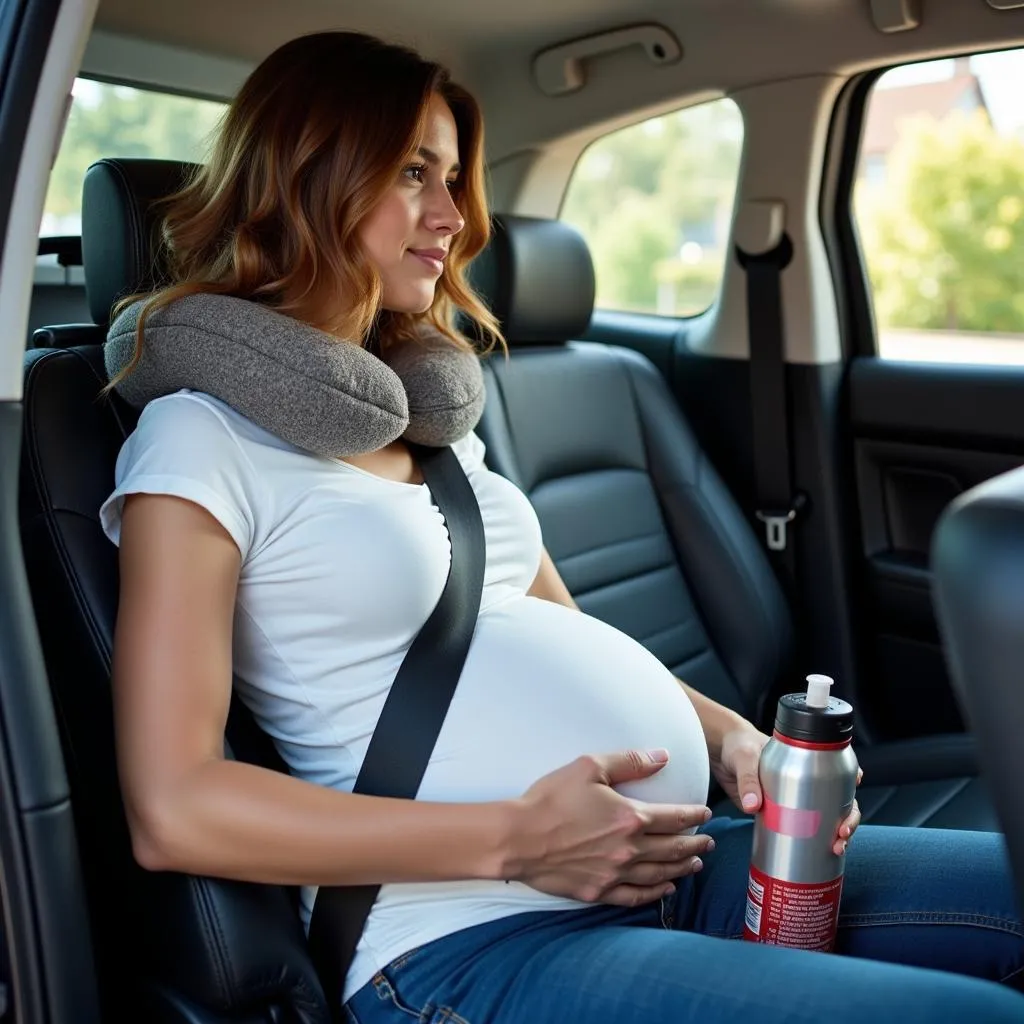 Pregnant woman enjoying a comfortable car ride