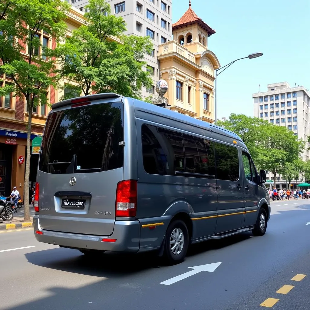 Comfortable van on a Hanoi street