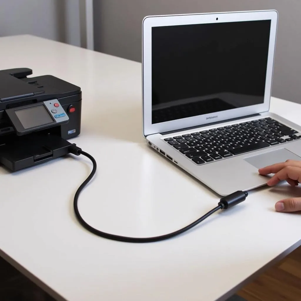 Connecting a printer to a laptop with a USB cable