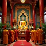 Consecrating a Buddha statue in a Hanoi temple