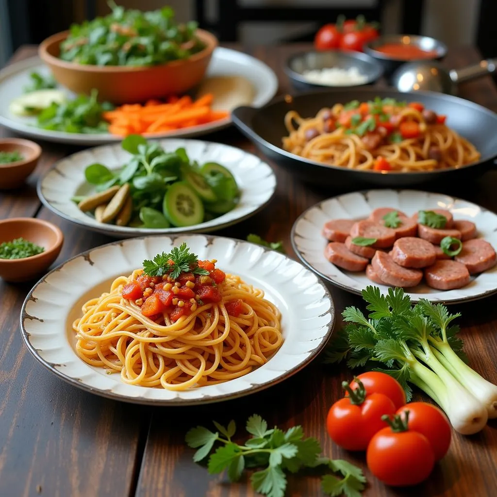 Cooking Vietnamese Sausage Spaghetti