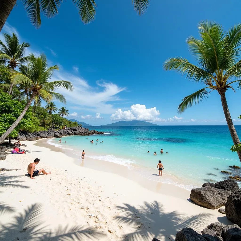 Tourists enjoying the beach in Costa Rica