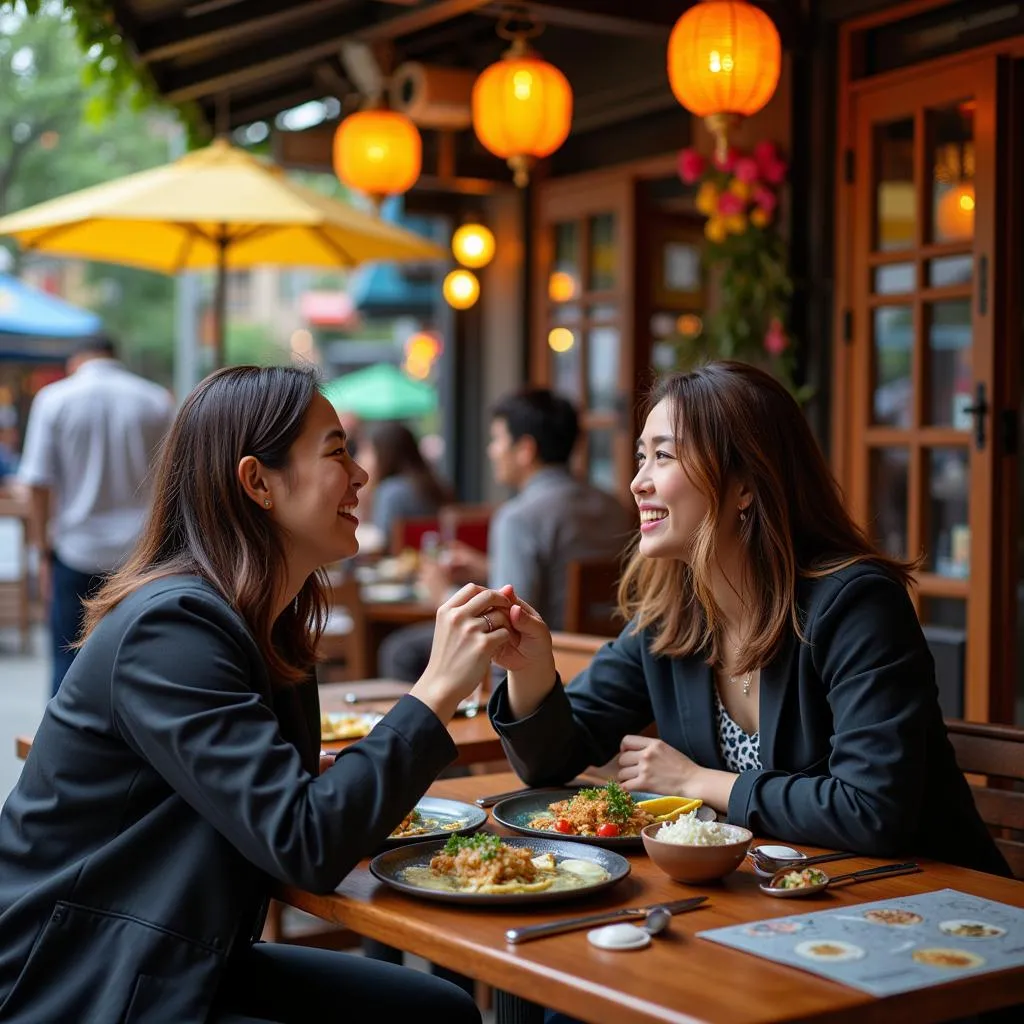 Couple having a meal in Truc Bach