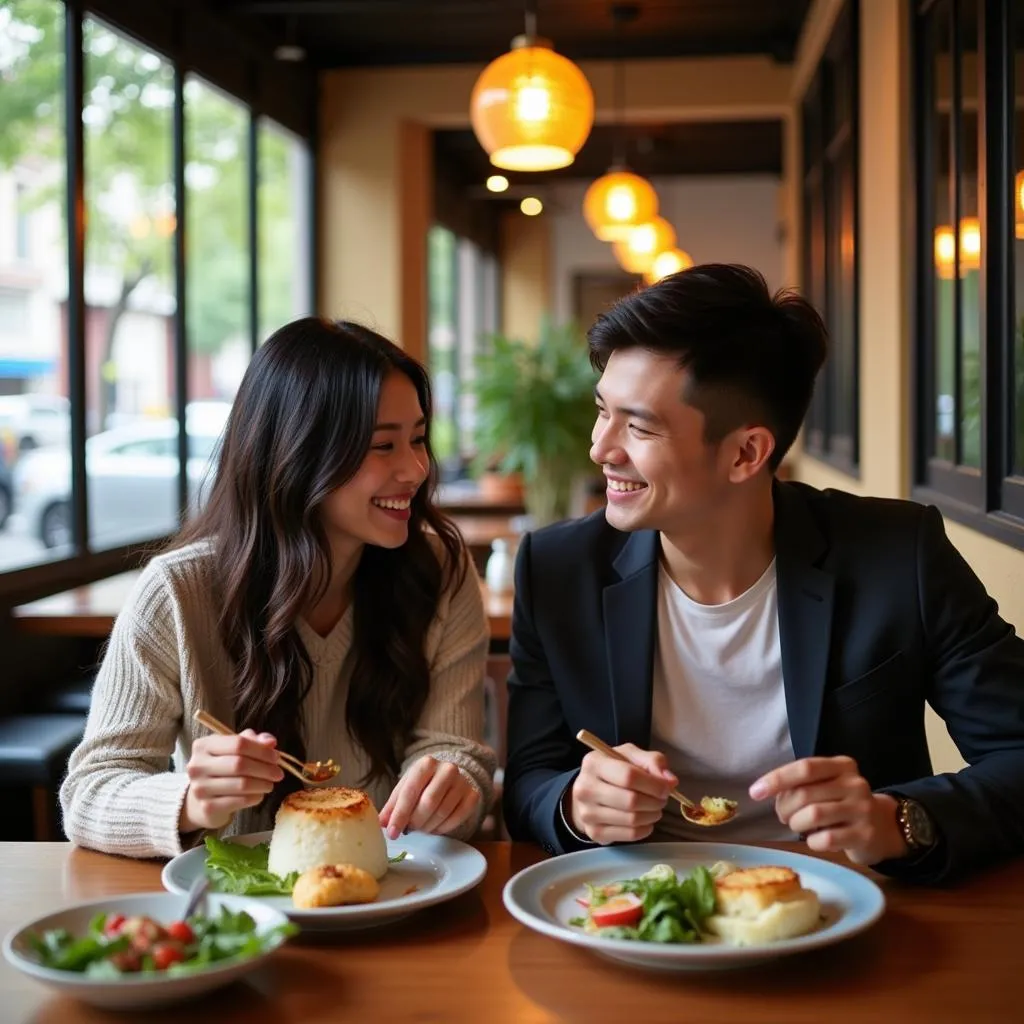 Couple Eating a Healthy Meal in Hanoi