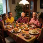 Cuban Family Sharing a Meal