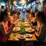 Da Nang gym goers enjoying pho