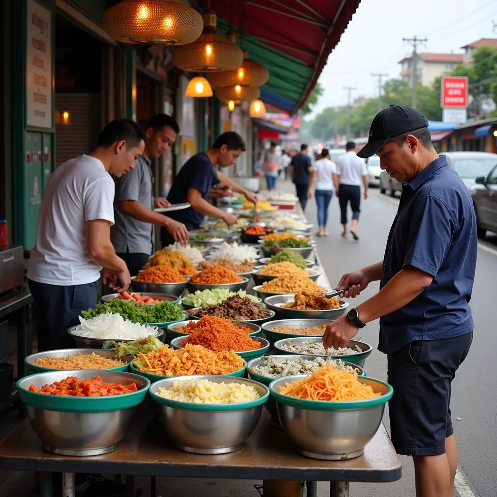 Da Nang street food vendors serving traditional Vietnamese dishes