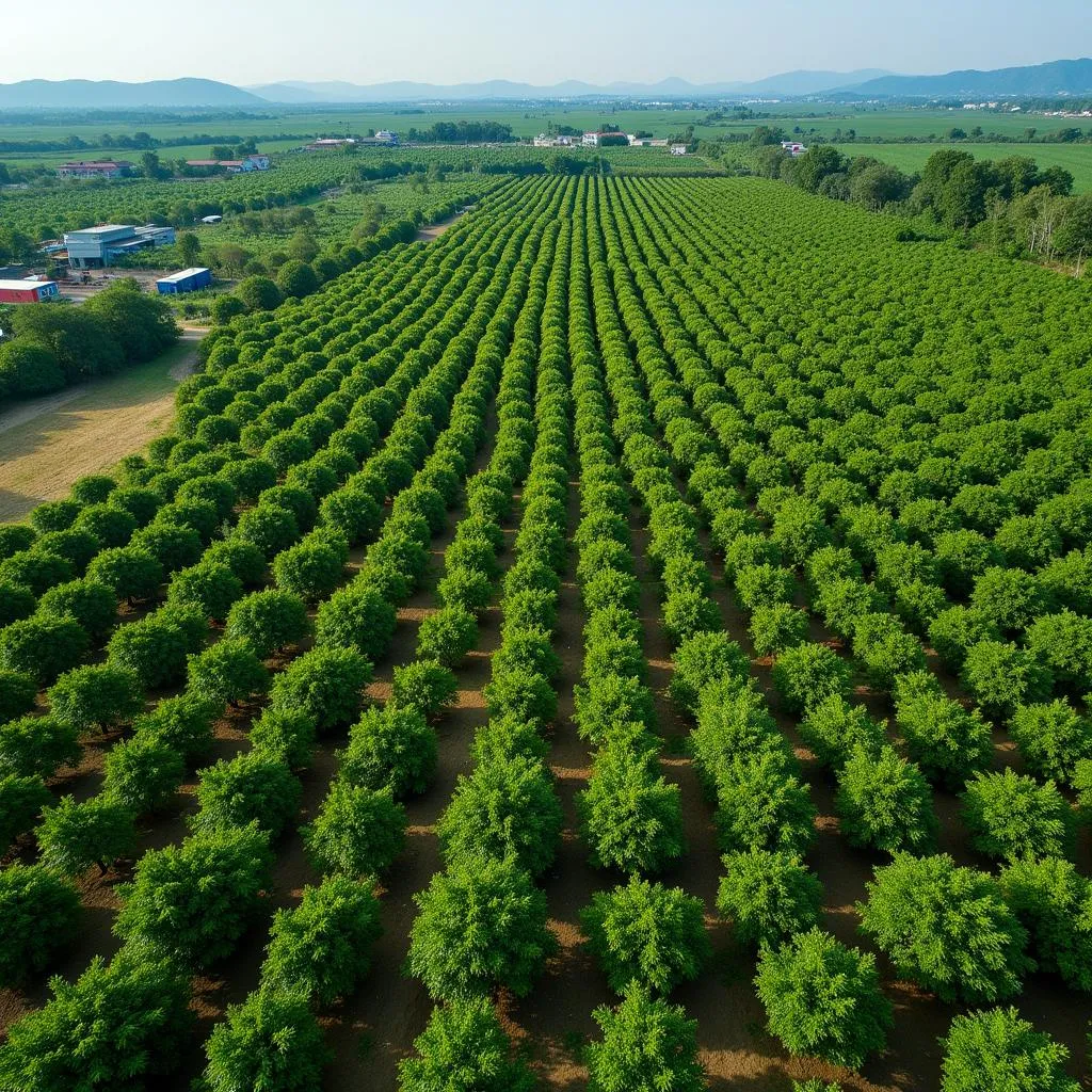 Sprawling Dien pomelo orchard in Red River Delta