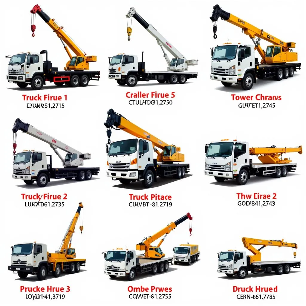 Various types of cranes available for rent in Hanoi