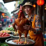 Dong Tao chicken at a local market