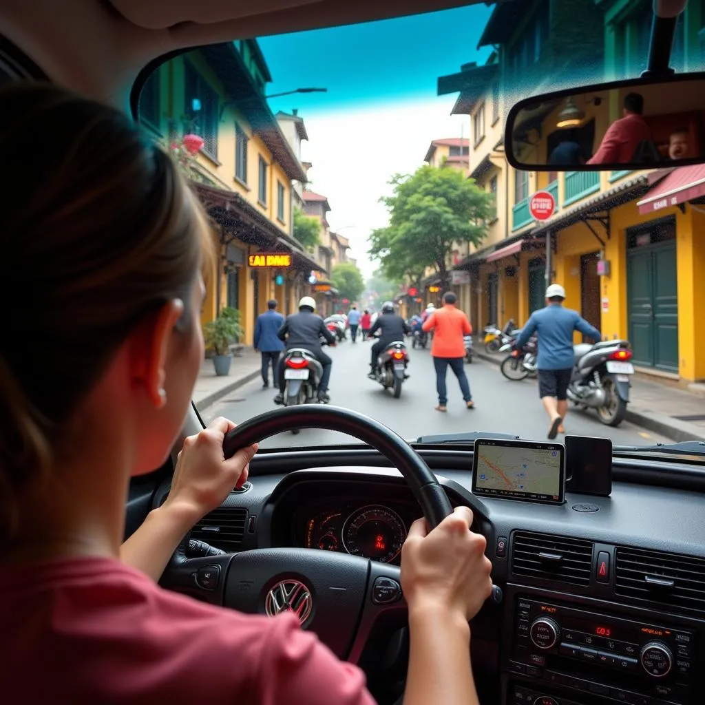 Driving a manual car in Hanoi's Old Quarter