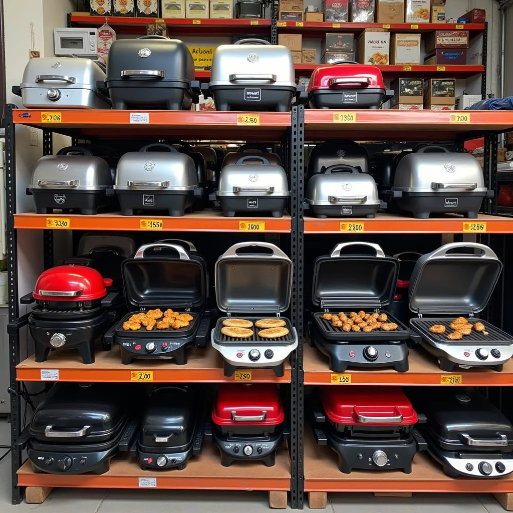 Electric grills on display in a Hanoi store