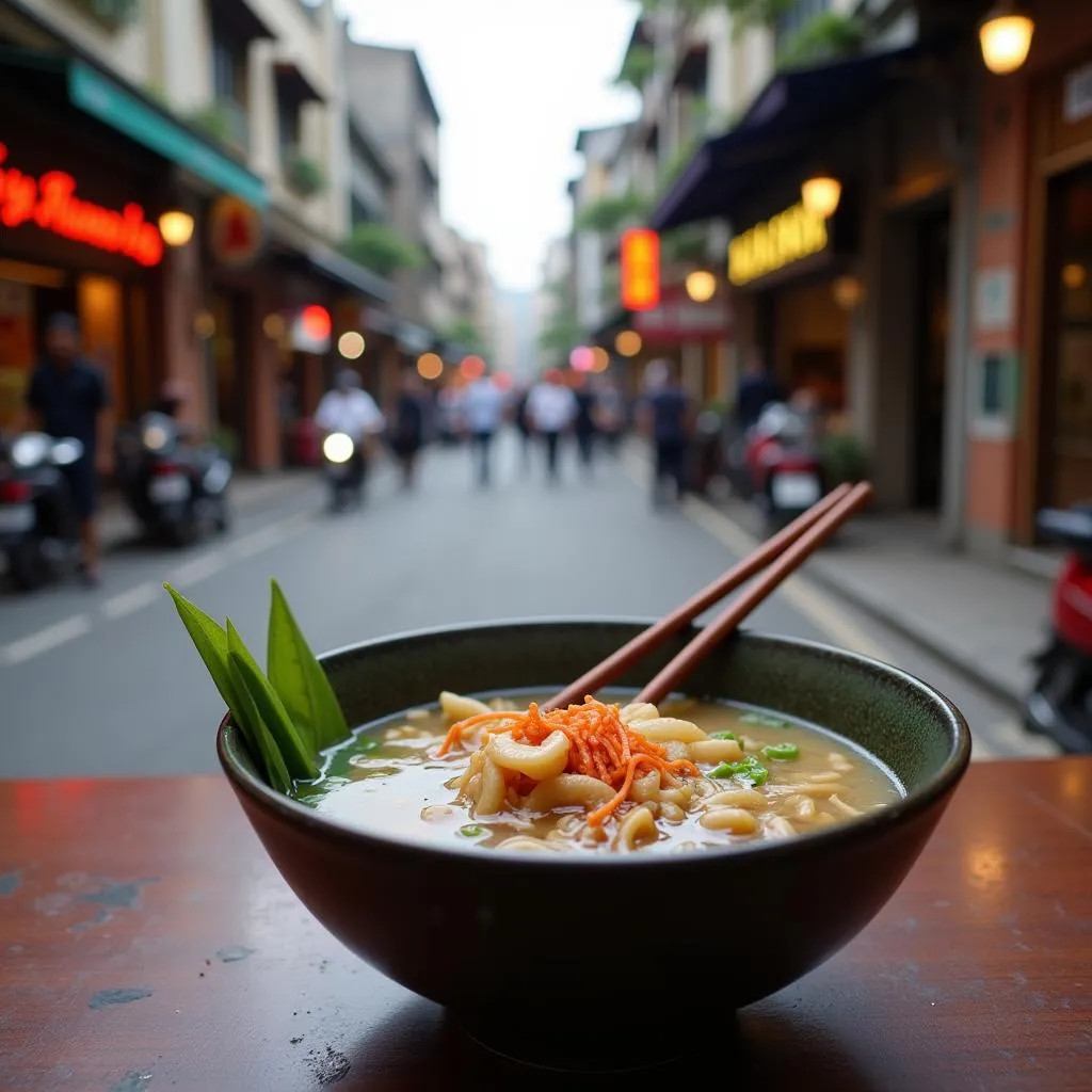 Empty Pho bowl in Hanoi's Old Quarter