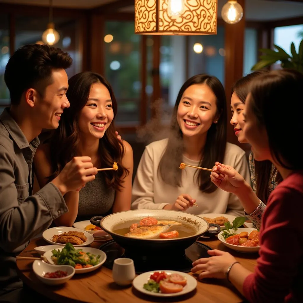 Enjoying Vietnamese Fish Hot Pot in Hanoi