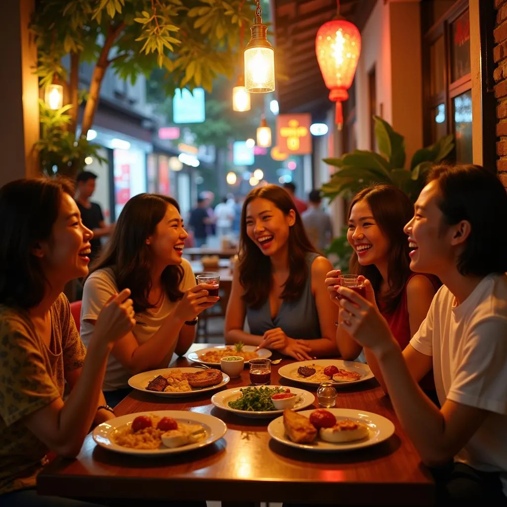 Enjoying Vịt om sấu in Hanoi's Old Quarter