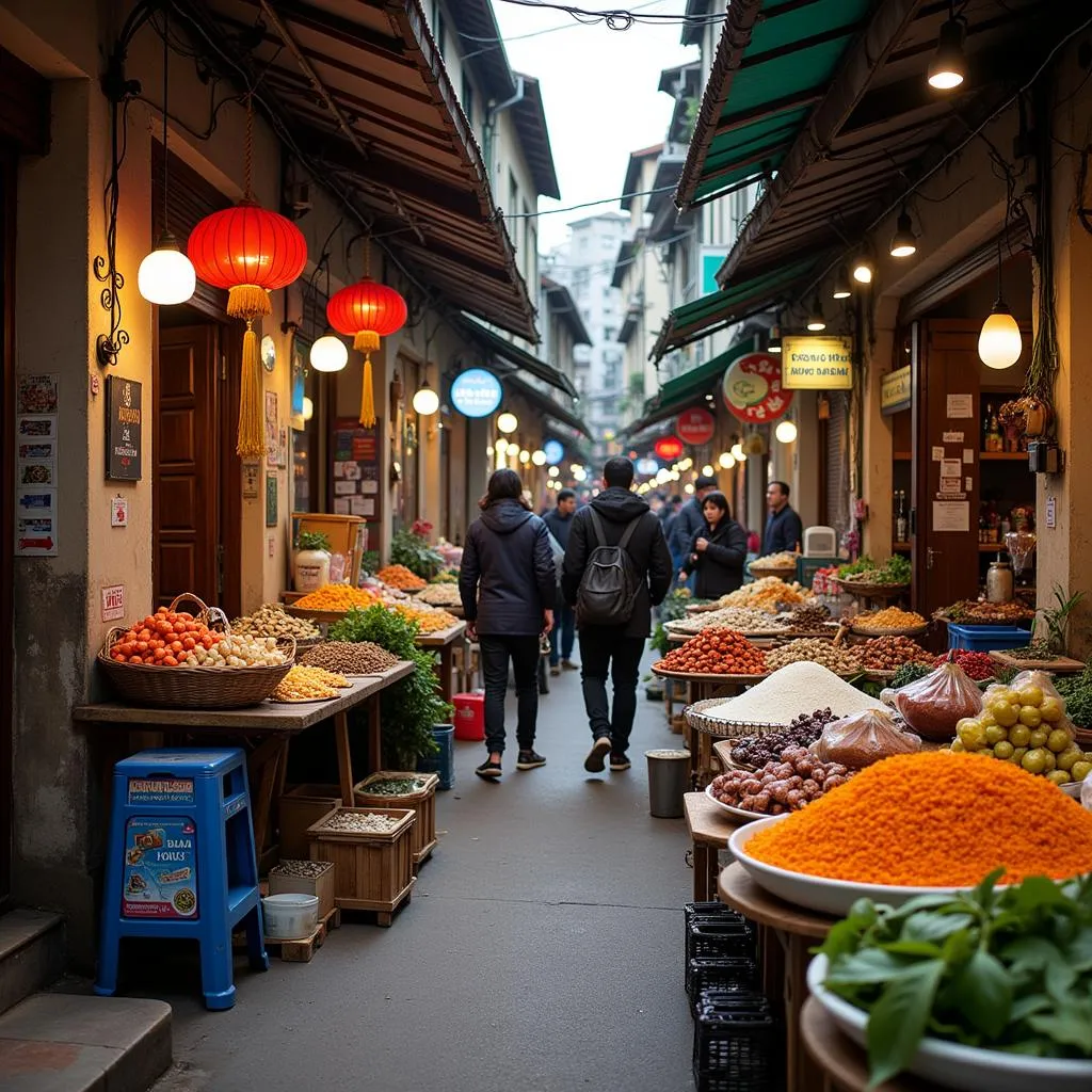 Exploring a vibrant local market in Hanoi