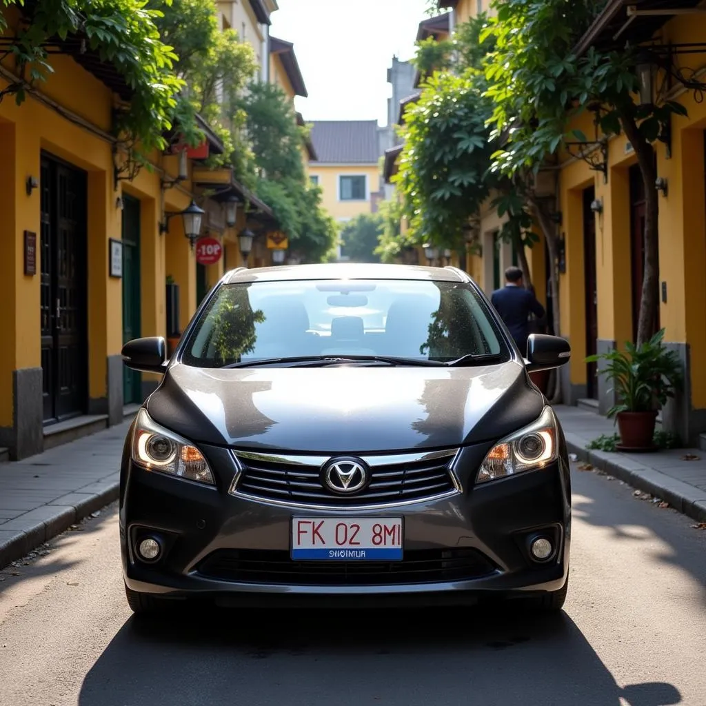 Exploring Hanoi's Old Quarter in a rental car