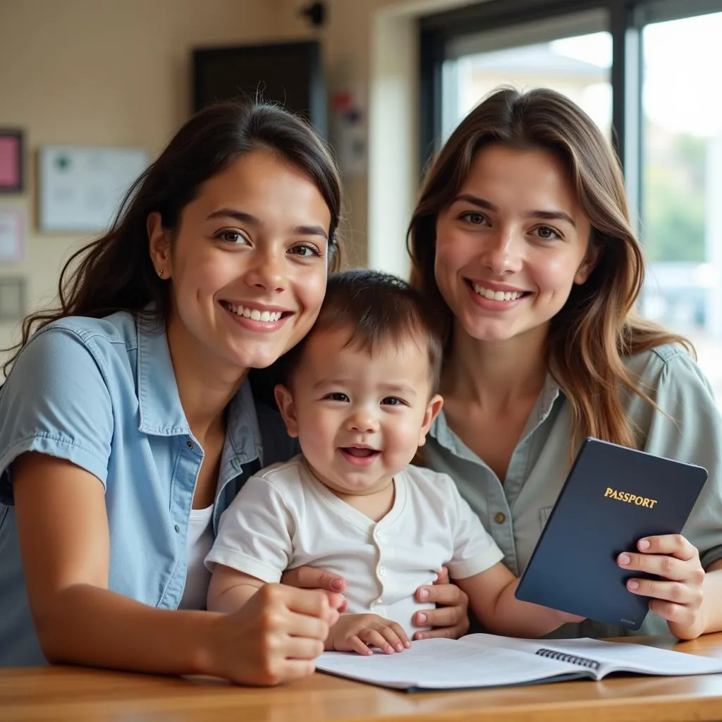 Family applying for a passport