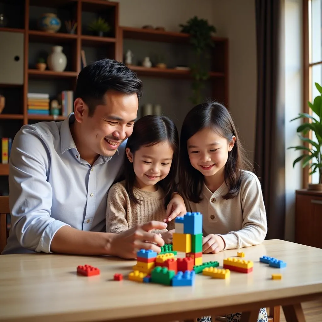 Family Building Lego Together in Hanoi