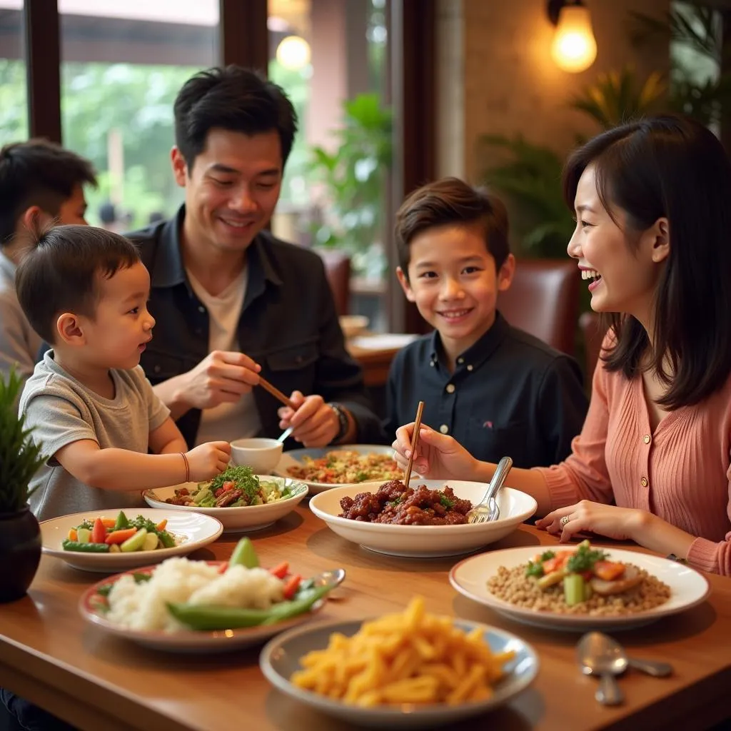 Family Enjoying a Meal in Hanoi