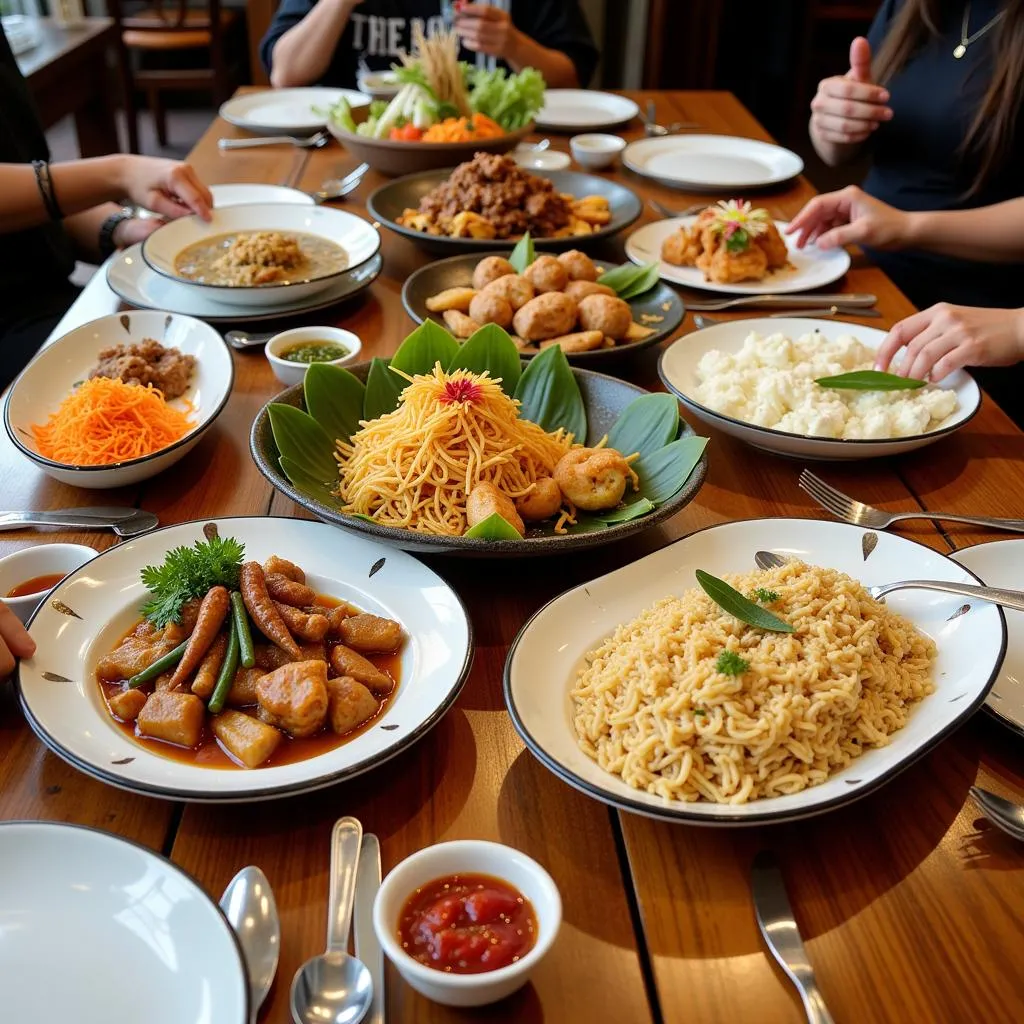 A colorful spread of Filipino dishes