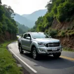 Ford Ranger 2015 navigating a mountainous road in Vietnam