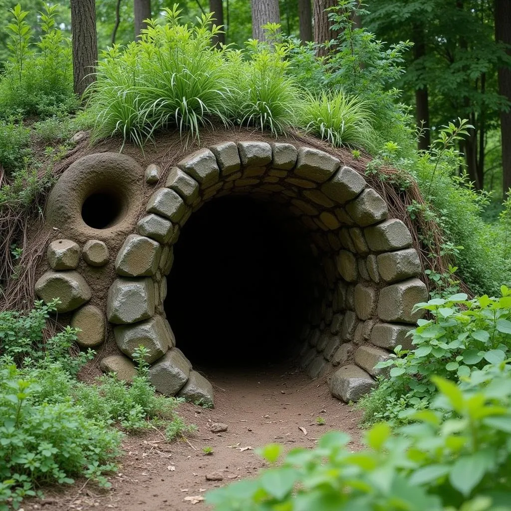 Fox den entrance in a Hanoi suburb