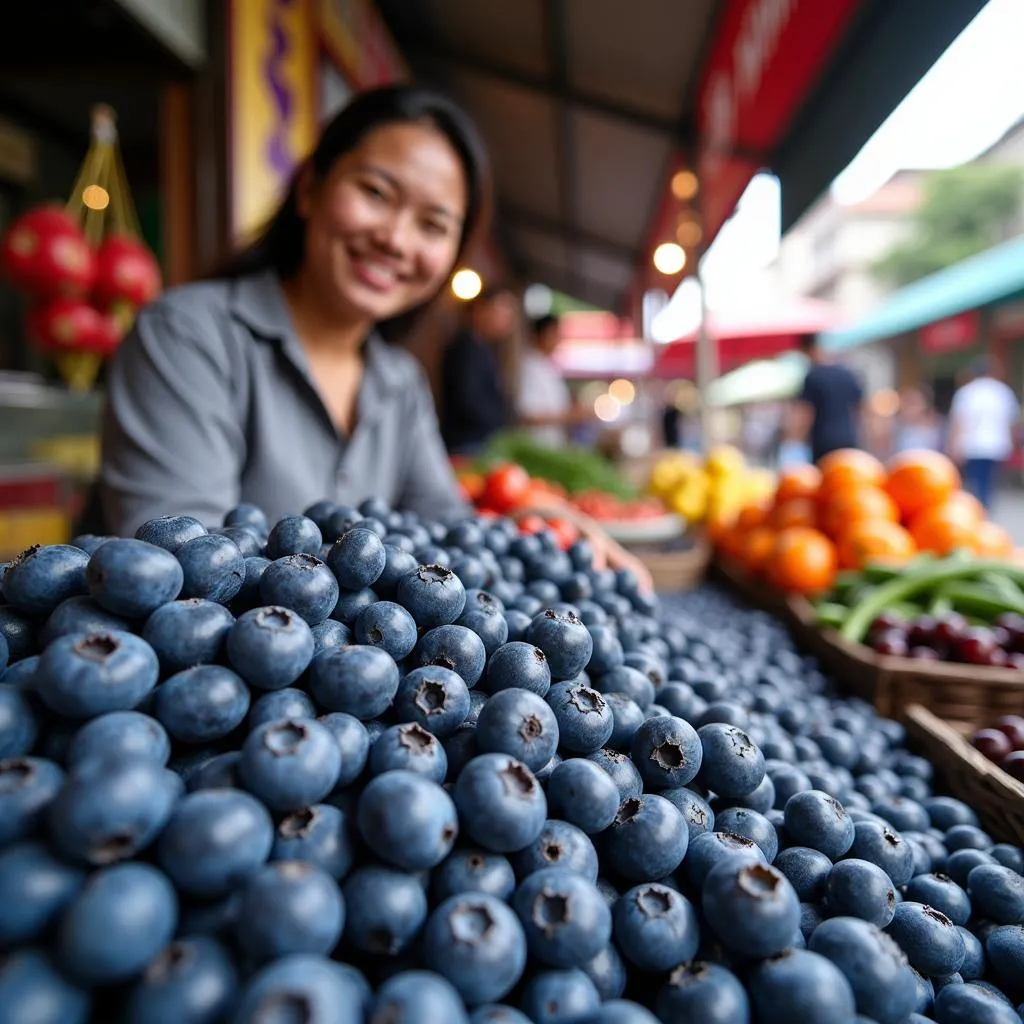 Fresh Blueberries in a Hanoi Market