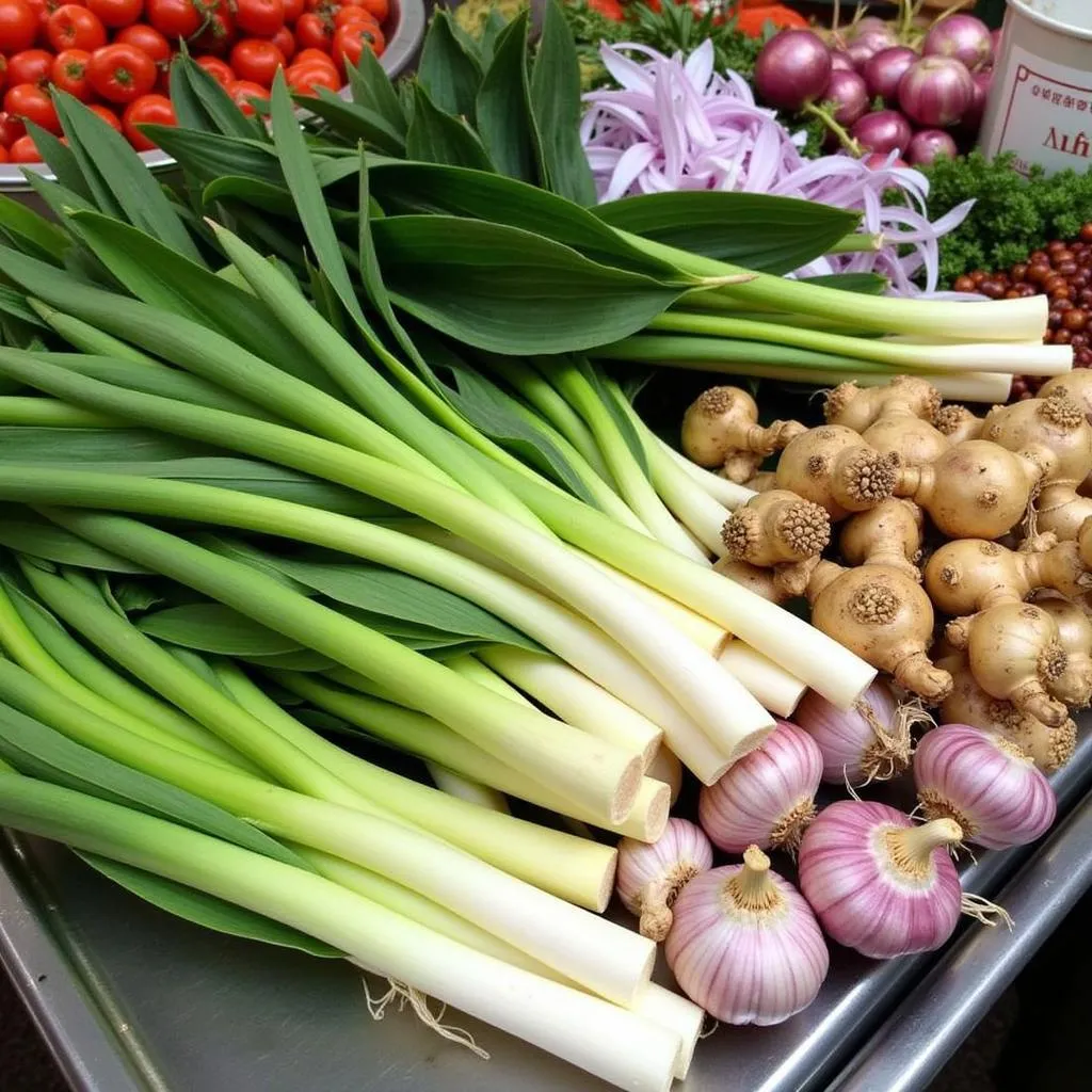 Fresh ingredients for Tu Thit at a Hanoi market