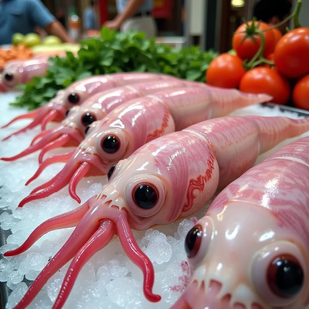 Fresh squid at Hanoi market