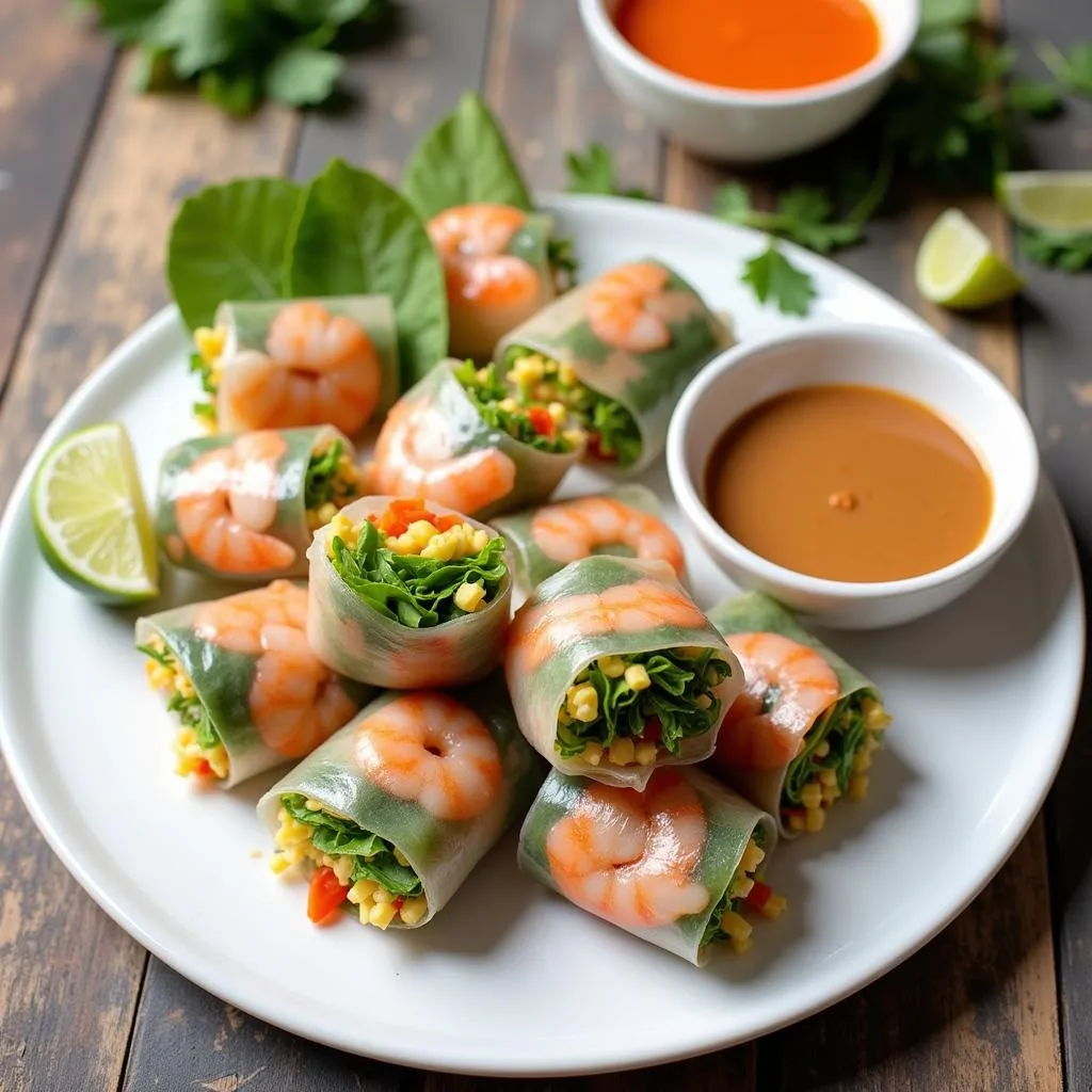 Vibrant Vietnamese Summer Rolls with Dipping Sauce