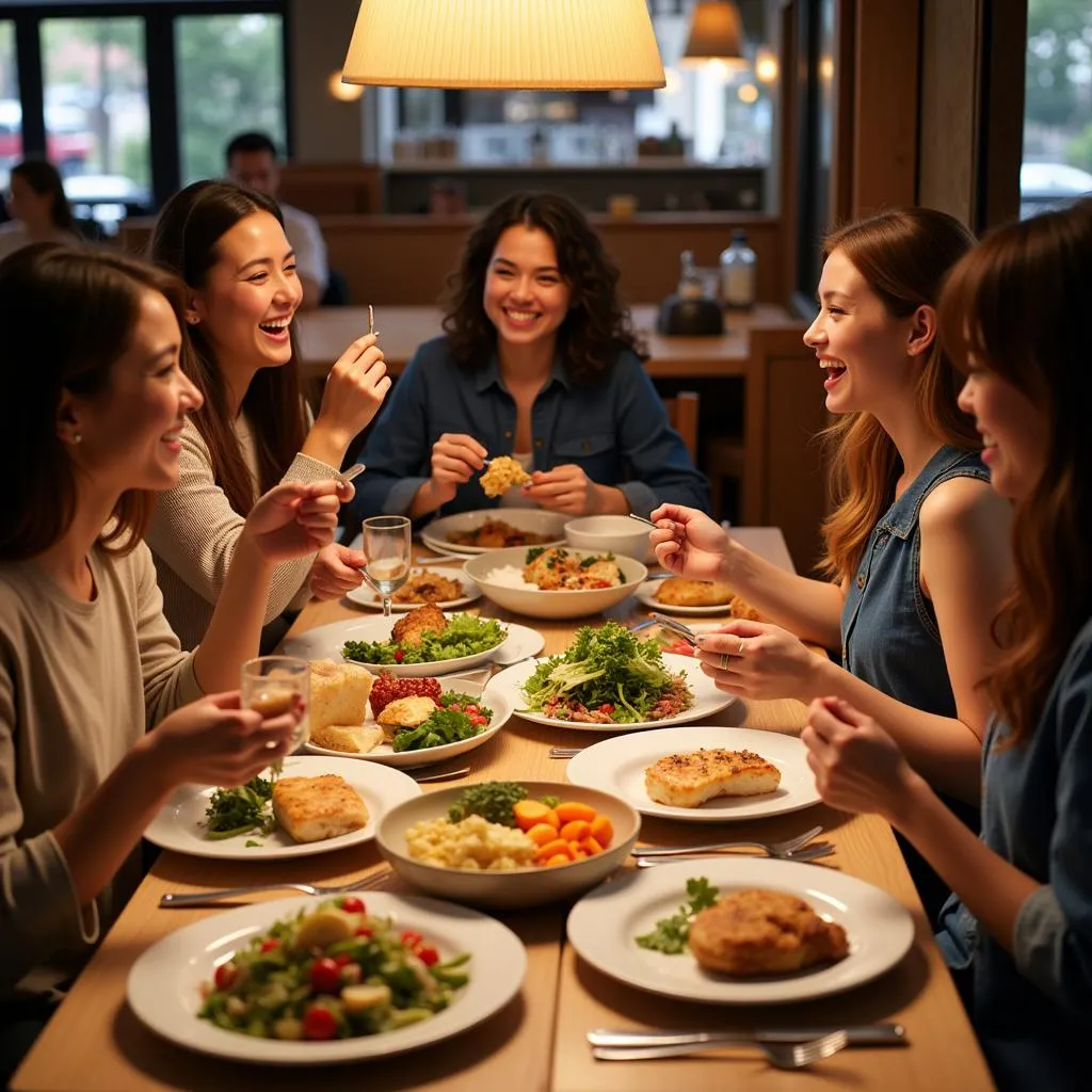 Group of Friends Enjoying Healthy Meal at Restaurant