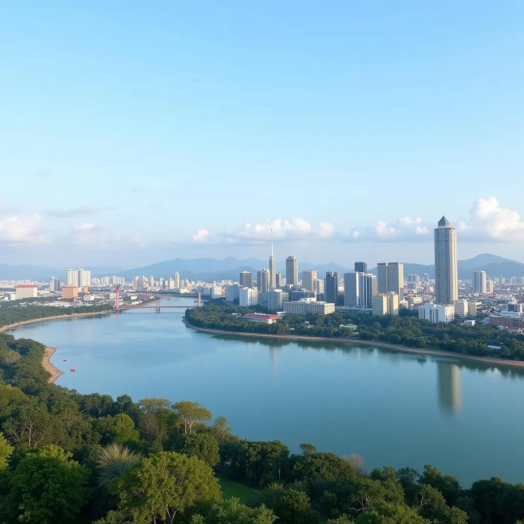 Hai Phong Cityscape with Tam Bac Lake