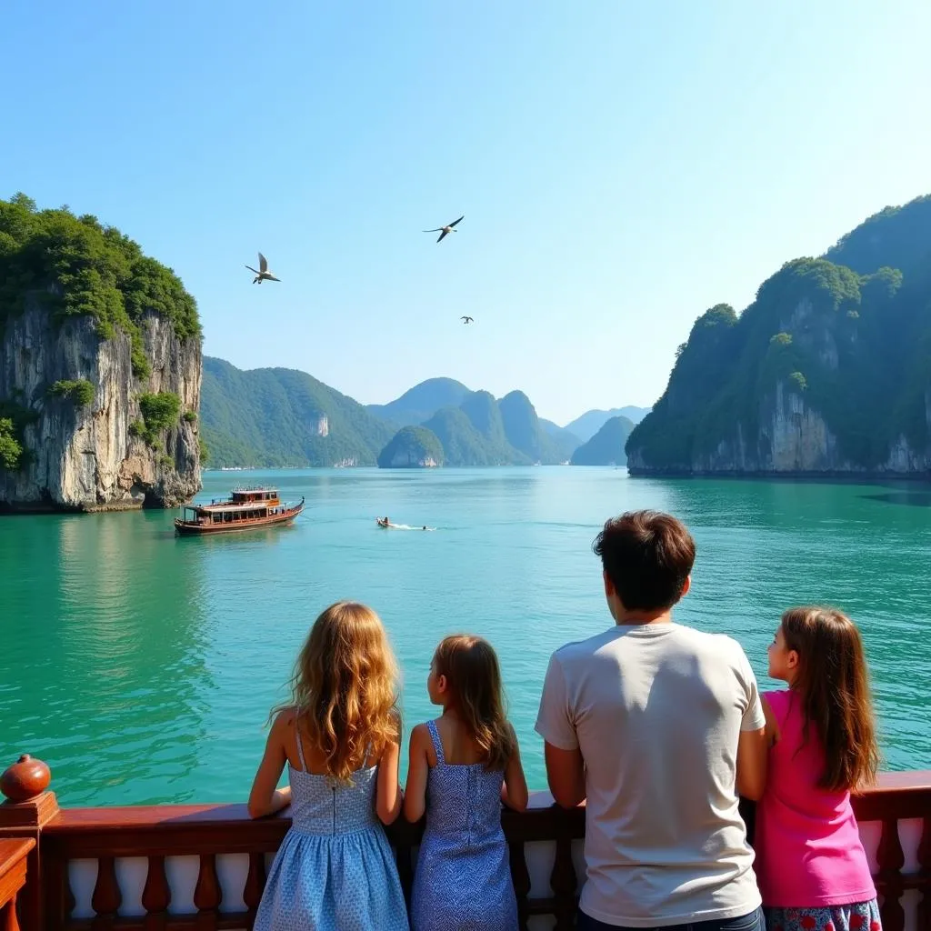 Family Enjoys Halong Bay Cruise