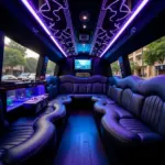 Spacious and luxurious interior of a 12-seater limousine in Hanoi