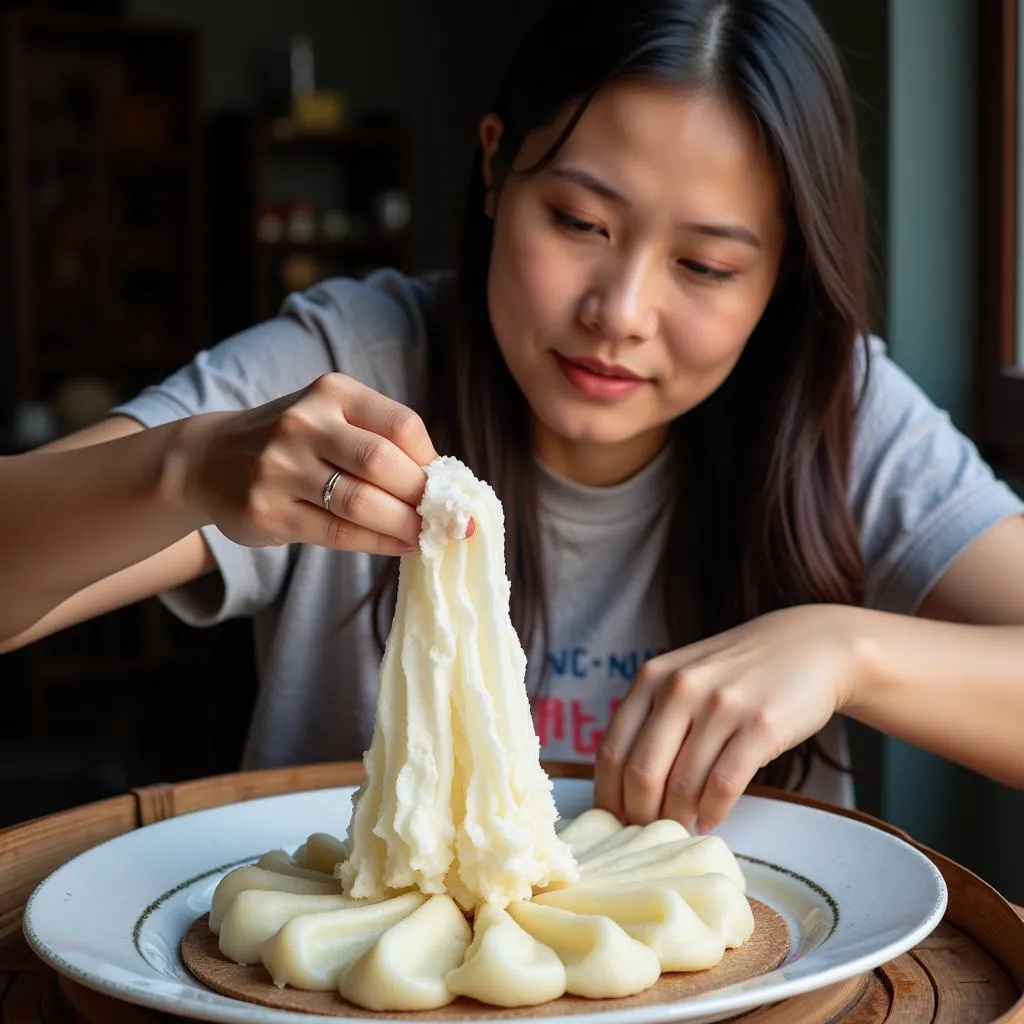 Preparing Banh Cuon in Hanoi