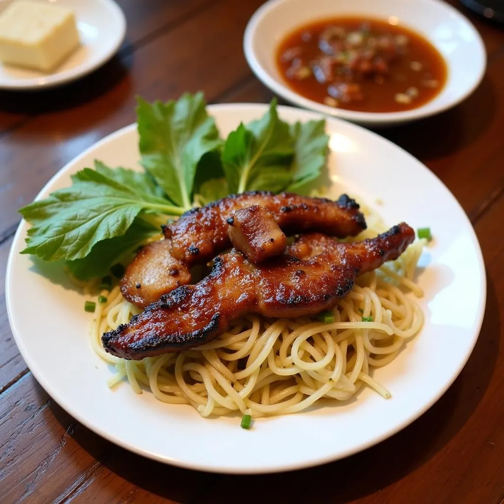 Delicious bun cha in Hanoi for pregnant women.