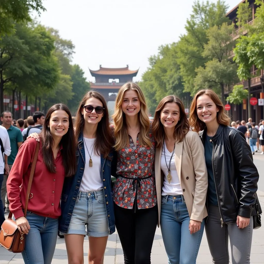 Group of Tourists Enjoying a Hanoi City Tour